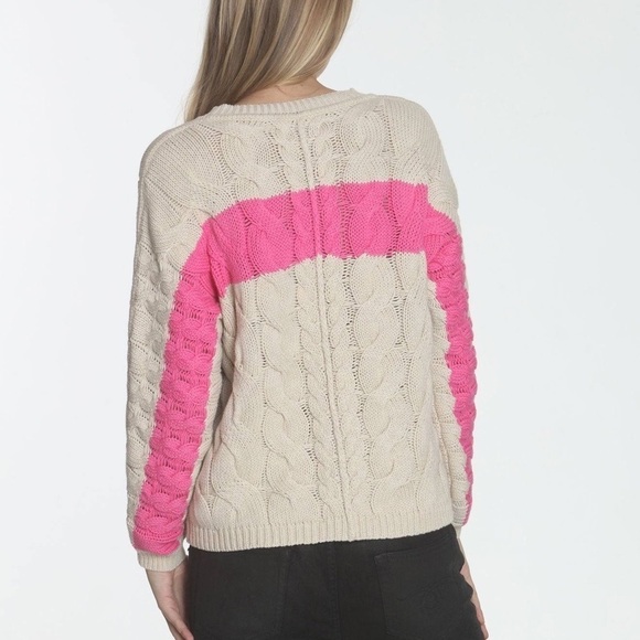 Label + Thread Clara Striped Crewneck Cable Sweater - Sand - Picture 4 of 12